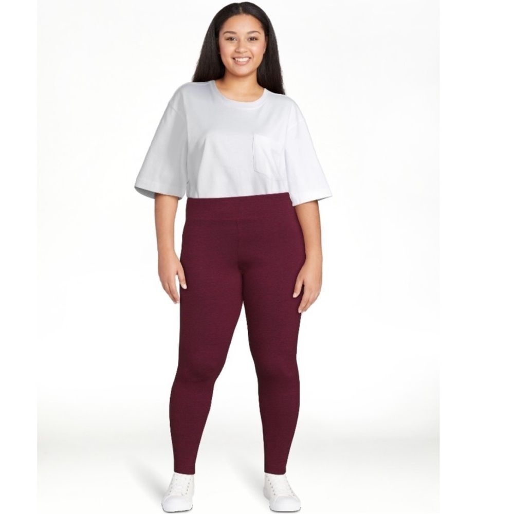 NWT Time and Tru Burgundy Brick Space Dye High Rise Leggings X-Large 16/18 red